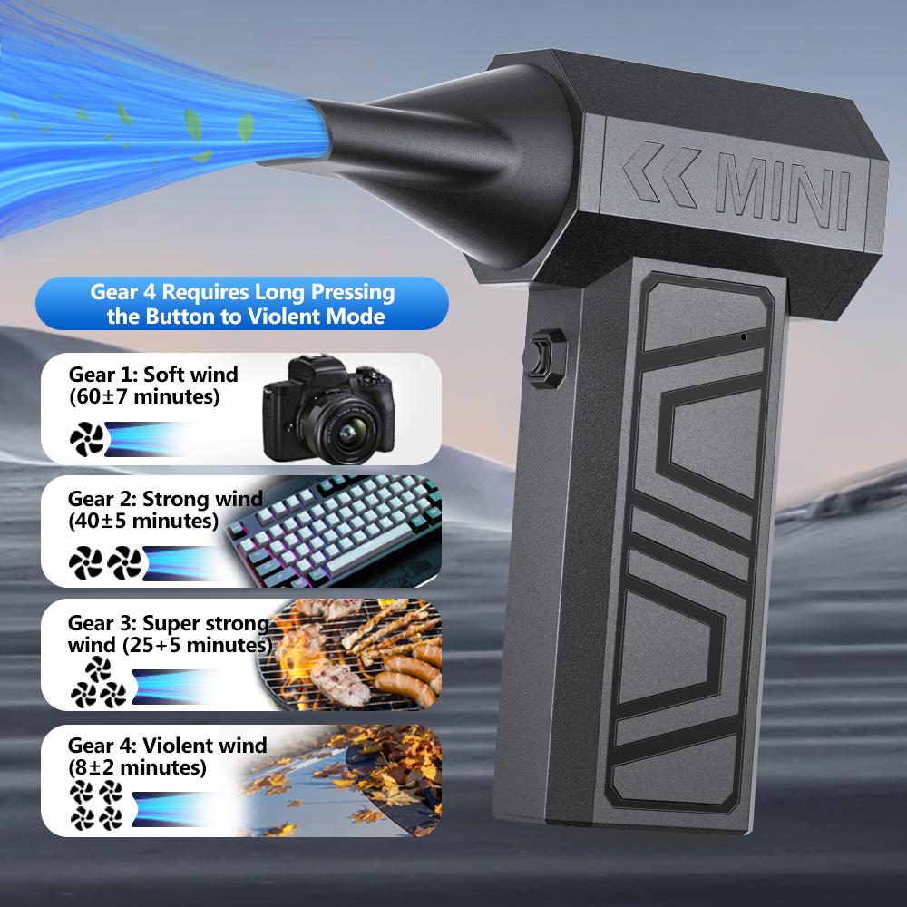 130000RPM Type-C Charging Blowing Snow Portable 5 Outlet Nozzles Car Fan Car Accessories Electric Air Duster Turbo Jet Fan Cleaning Blower Tool
