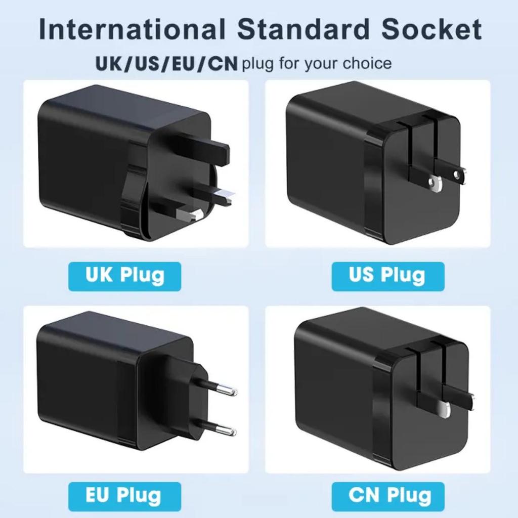 65W GaN Charger with Retractable Cable for Fast PD Charging - Compatible with Apple, Huawei, Xiaomi, Type-C Devices