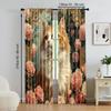 2 Pcs   Versatile Polyester Transparent Curtains for Home Decoration Rose Cat for Use In Bedrooms and Living Rooms