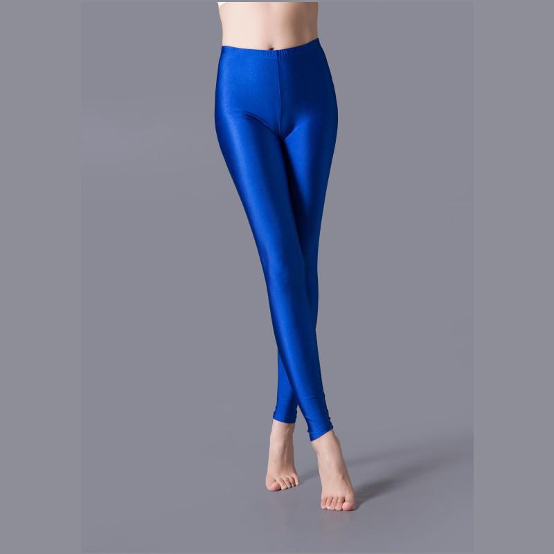 Glossy Fluorescent Leggings: Smooth, Solid Color Dance Performance Pants