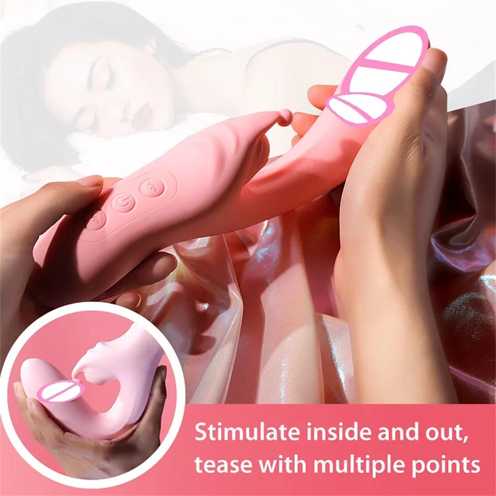 High Speed Vibration G-Spot Massager Clitoris Sucking Stimulator 2 In 1 Female Masturbator Dildo Vibrator Couples Goods Sex Toy