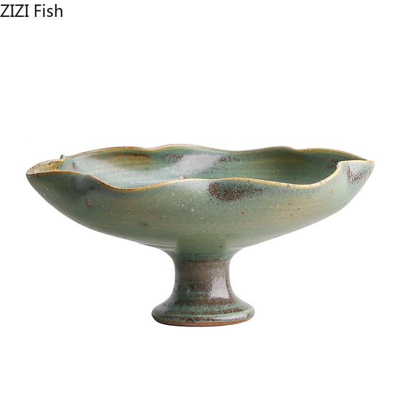 Wabi-sabi Ikebana Ceramic Vase Artistic Flower Vessels Lotus Leaf Edge Flower Pots Table Decoration Flowers Arrangement Vases