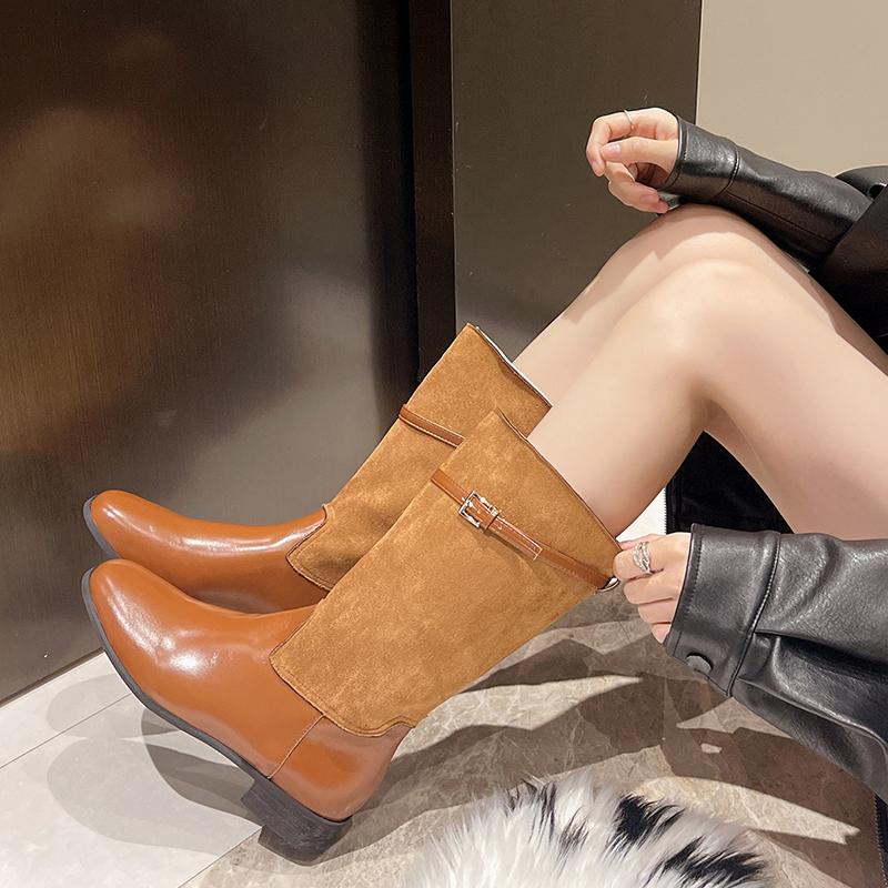 

Женские высокие ботинки челси, массивная обувь, зимний бренд 2025 года, дизайнерские новые трендовые ботинки до середины голени, модные повседневные ботинки в стиле ретро 35