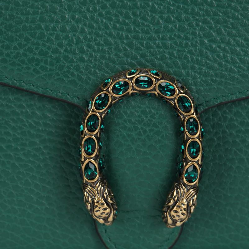Gucci Dionysus Double Tiger Head Buckle Chain Shoulder Leather Wallet Crossbody Bag Women Bags Emerald-Green 401231-CAOGX-3120