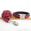 Personalized Pet Collar Free Engraving Custom Puppy Nameplate ID Tag Adjustable Buckle Black Red Suit Plaid Collars Leash