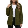 Wasserdichte Winddichte Kapuzenjacke für Damen mit durchgehendem Reißverschluss, Leichter atmungsaktiver Outdoor-Regenmantel, Shell mit verstellbarer Kapuze und Taschen