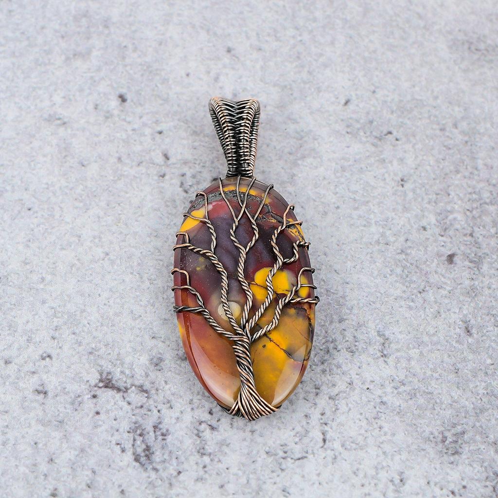 Tree Of Life Mookaite Pendant, 999 Copper Wire Wrapped Gemstone Jewelry, Handmade Pendant, For Thanksgiving