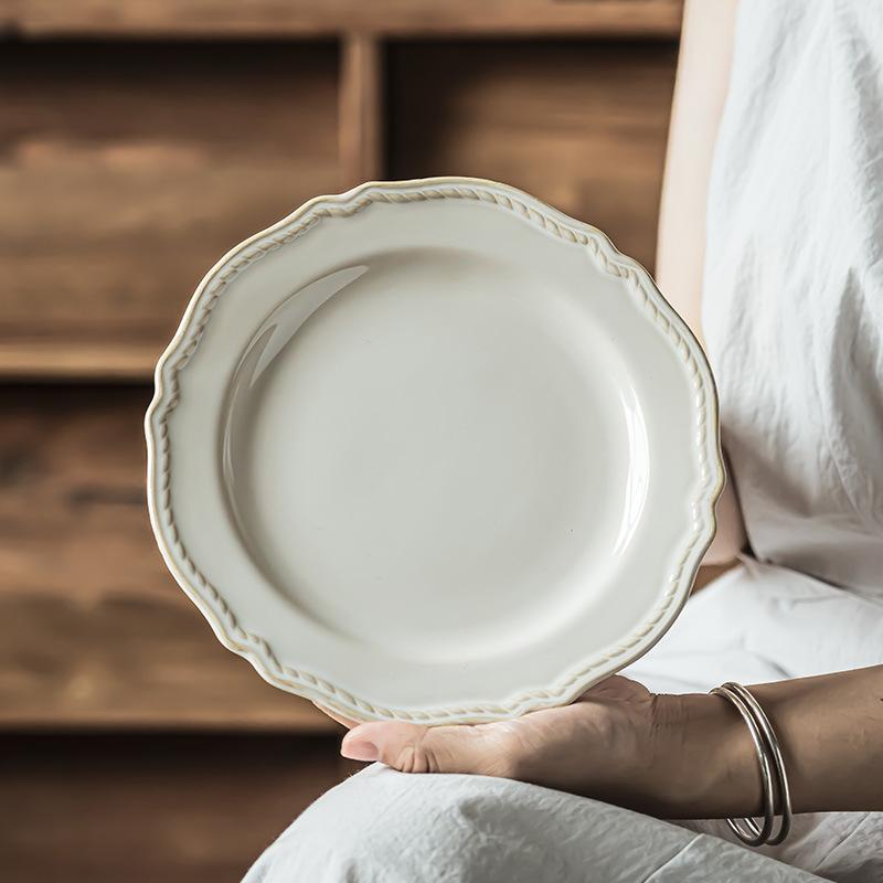 Premium Court Style Ceramic Plate Steak Plate Household Versatile Dish Breakfast Plate Pasta Plate