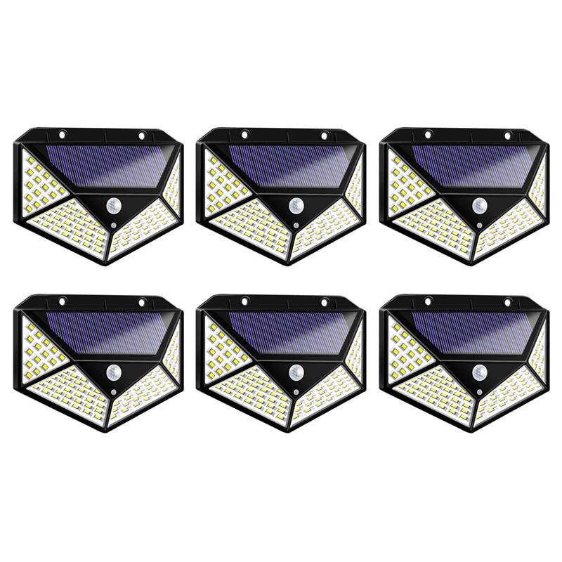 1/2/4/6Pcs 100 LED Wall Lights Outdoor Solar Lamp PIR Motion Sensor Solar Powered Sunlight Street Light for Garden Decoration