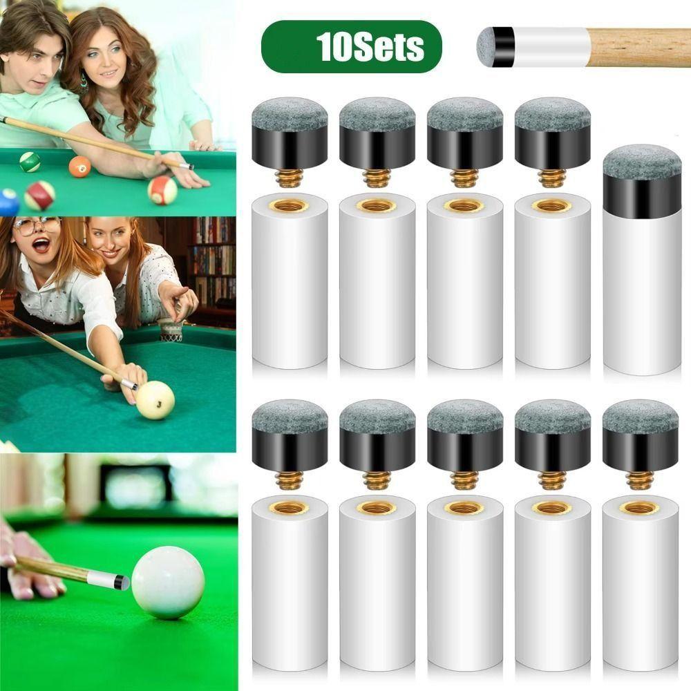 10 Sets 12mm/13mm Cue Stick Ferrules Brass Screw Billiards Head Cover  Billiard Pole