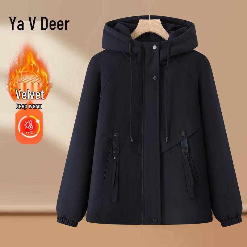 Yalu Women's Thick Fleece-Lined Hooded Winter Parka Jacket