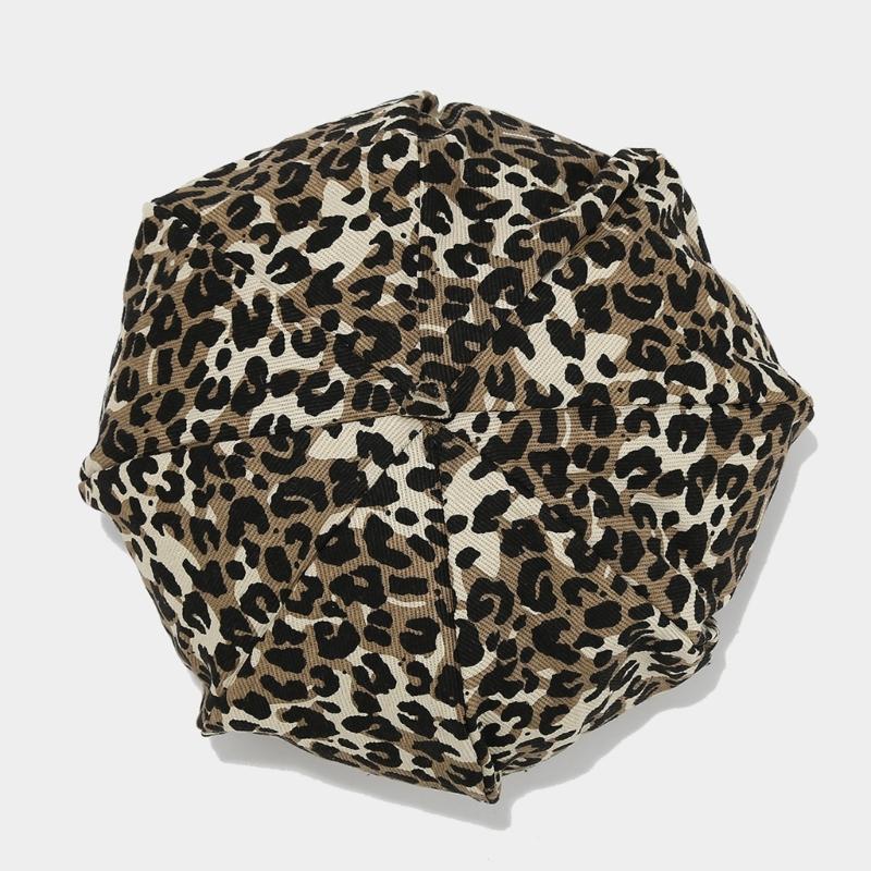Girls 2000s Hat Painter Hat with Leopards Print for Daily Wear