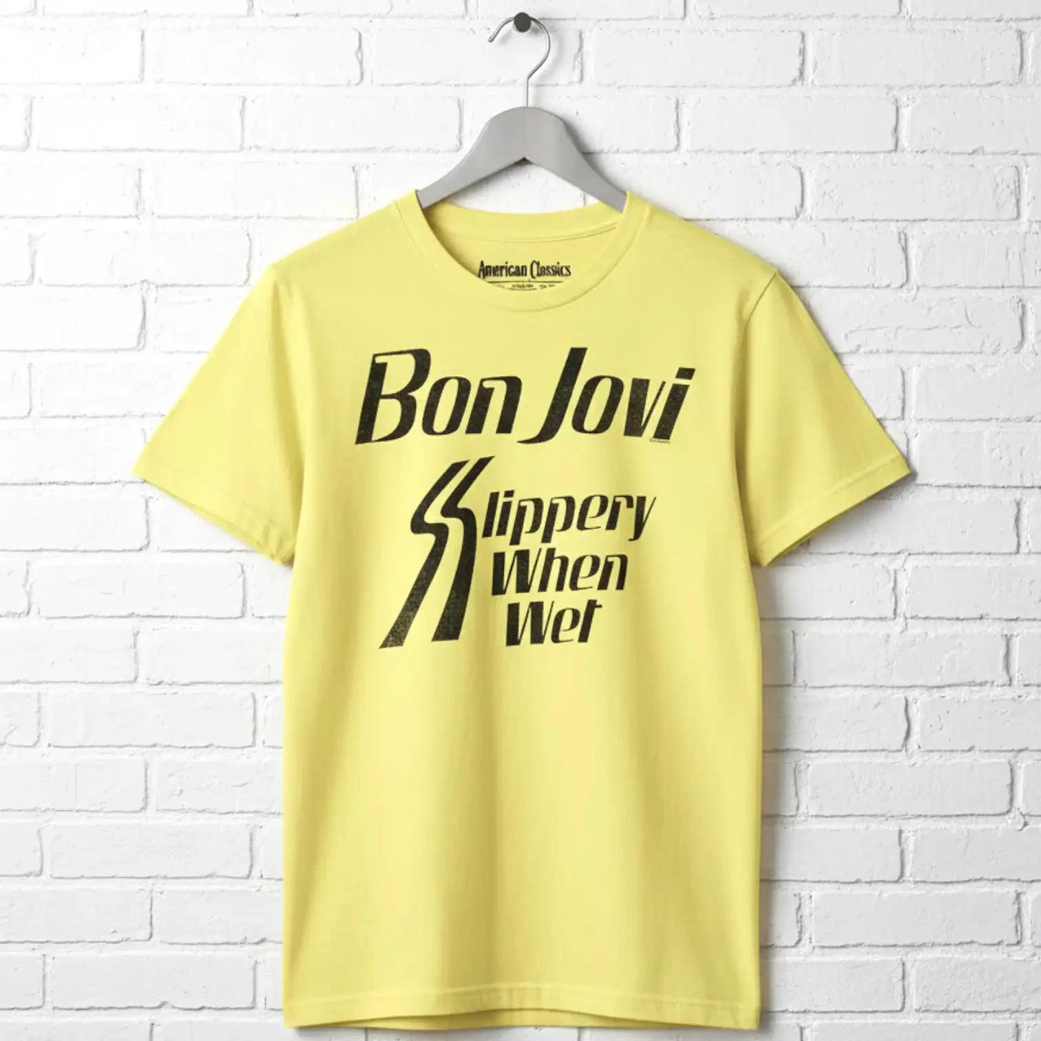 Bon Jovi Slippery When Wet World Tour 1986 Men s Raglan Shirt Rock Concert Merch XS