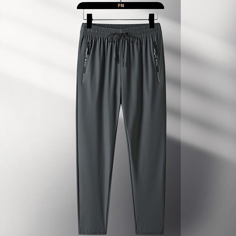Popular summer thin brocade ammonia ice silk casual pants men's elastic elastic waist sports pants men's trousers casual pants