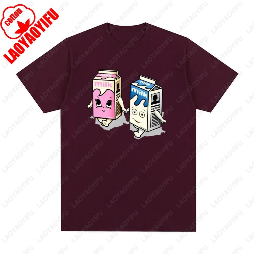 Milk Vintage Tshirt Funny Cotton Woman Summer Fashion Casual Leisure Cute Style Regular Classic Cotton Womens T Shirt