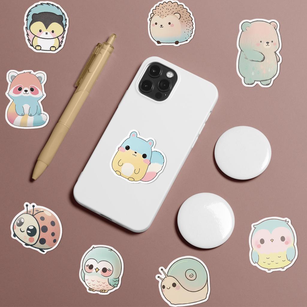 50 Pieces of Cute Animal Graffiti Stickers for DIY Stationery, Water Cups, Luggage, and Waterproof Decorative Stickers