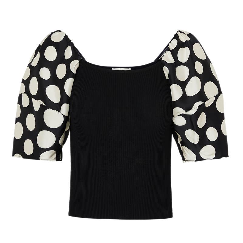 

Edition Women s Polka Dot Puff Sleeve Knit Top M