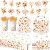 Plastic Fork Spoon Party Banners Tablecloth Autumn Theme Party Flatwares Kit  Party Supplies