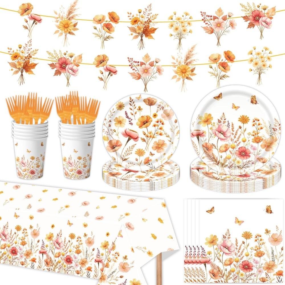 Plastic Fork Spoon Disposable Tablewares Autumn Theme Party Flatwares Kit  Party Supplies