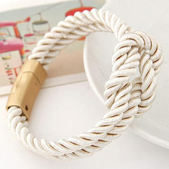 Women's Men's Braided Rope Chain Bracelet With Magnetic Clasp Bow Charm Bangle