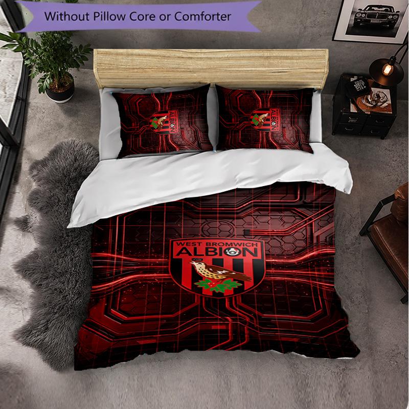 West Bromwich Albion Football Set Biancheria da Letto 3 Pezzi Morbido Set Copripiumino con Federe Set Decorazione Camera da Letto per la Casa