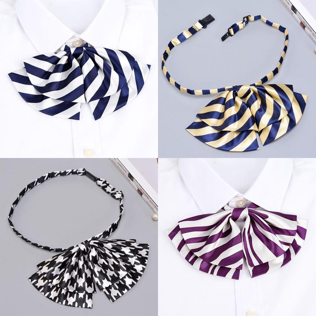 Business Attire Double Layer Bow Tie For Women With Polyester Material And Button Fastening