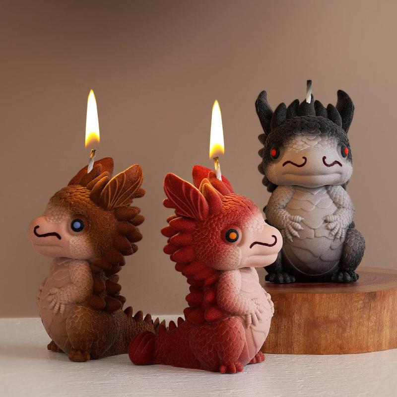 Cute Baby Dragon Plaster Graffiti Model Silicone Mold DIY Animal Template for Cast Cement Gift,3D Dragon Concrete Candle Molds