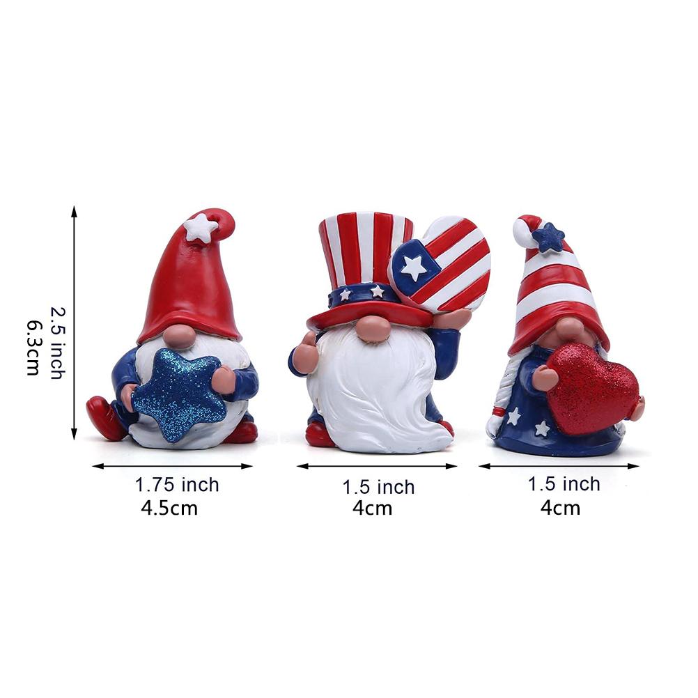 3 Pack Patriotic Gnomes Decorations USA  and Stripes Elf Gifts Patriotic 4th of July Gnomes Figurines Independence Day