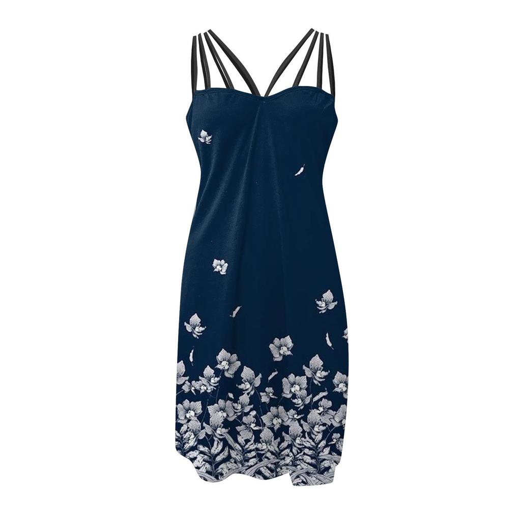 Abito elegante da donna a vita media con stampa floreale alla moda casual e spalle scoperte