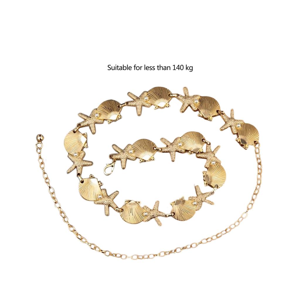 Metal Shell Starfish Waist Chain Adjustable Length Body Jewelry Gift for Fashion Forward Women And Ocean Lovers