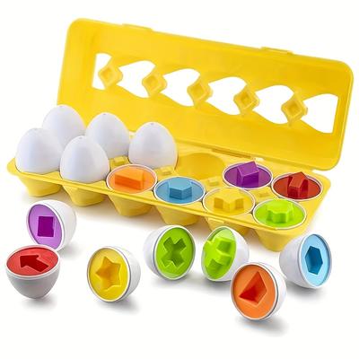 12pcs Colorful Egg Recognition & Shape Matching Toy Set, Early Education Fine Motor Skill Development Kit, Plastic Material, Perfect for Halloween