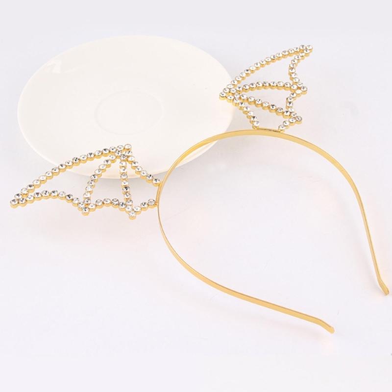 Shinning Bat Wing Headband Rhinestone Hair Hoop Halloween Party Headpiece Cosplay Animes Character for Woman Teens