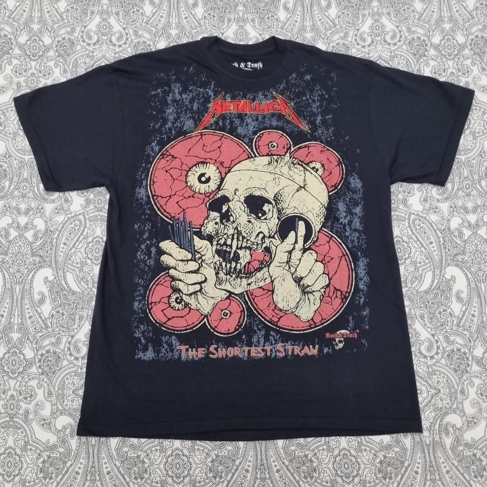 Metallica Vintage Band T-Shirt The Shortest Straw Embroidered Print