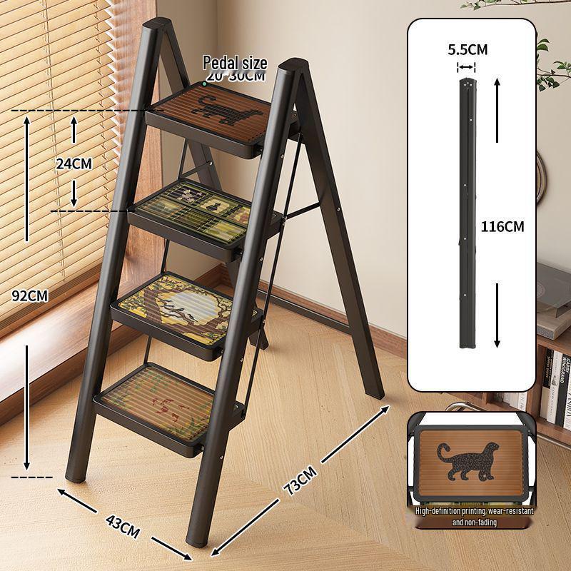 Multi-Functional Chinese-Style Folding A-Frame Ladder with Retro Flower Stand