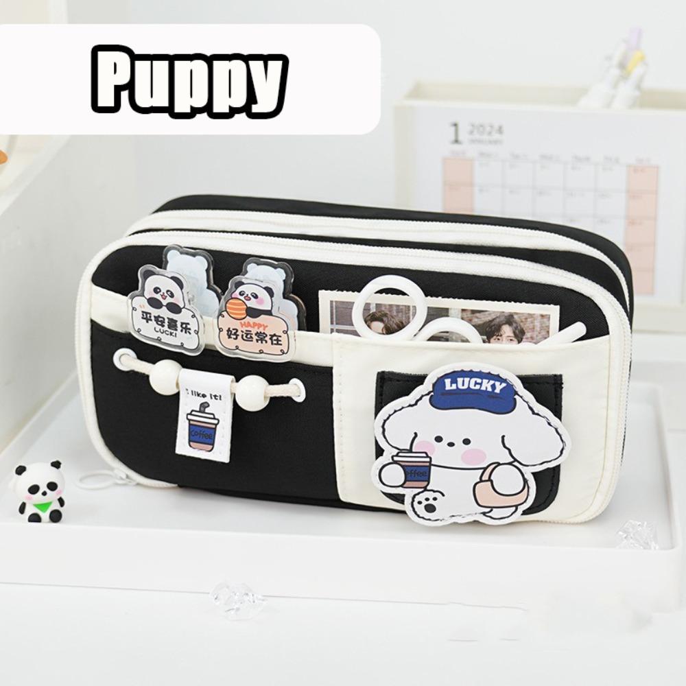 

Large Capacity Pen Bag Capybara/Puppy/Panda/Cheese Patch Pen Box Stationery Bag Student Puppy