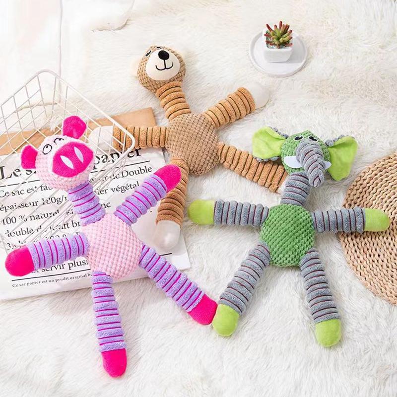 Pet Dog Cartoon Plush Sound Squeaky Toys Animals Shape Pet Soft Plush Chew Molar Training Toy Puppy Teeth Cleaning Pet Toys