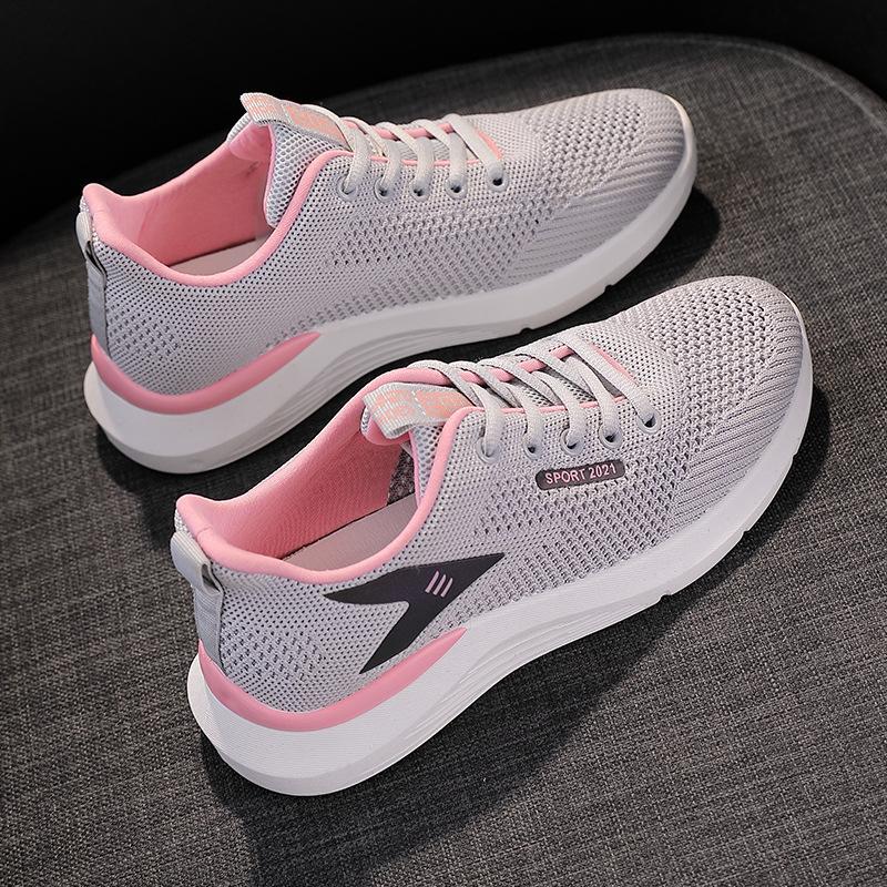 Womens Breathable Mesh Running Shoes Soft Platform Sneakers Lace Up Casual Walking Sports Shoes Lightweight Tenis Feminino