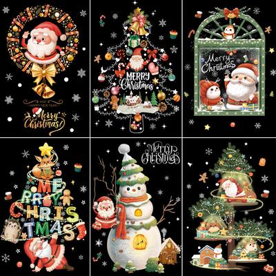 Christmas Window Stickers Santa Claus Xmas Tree Cartoon Glass Decal Merry Christmas New Year Holiday Decorations for Home