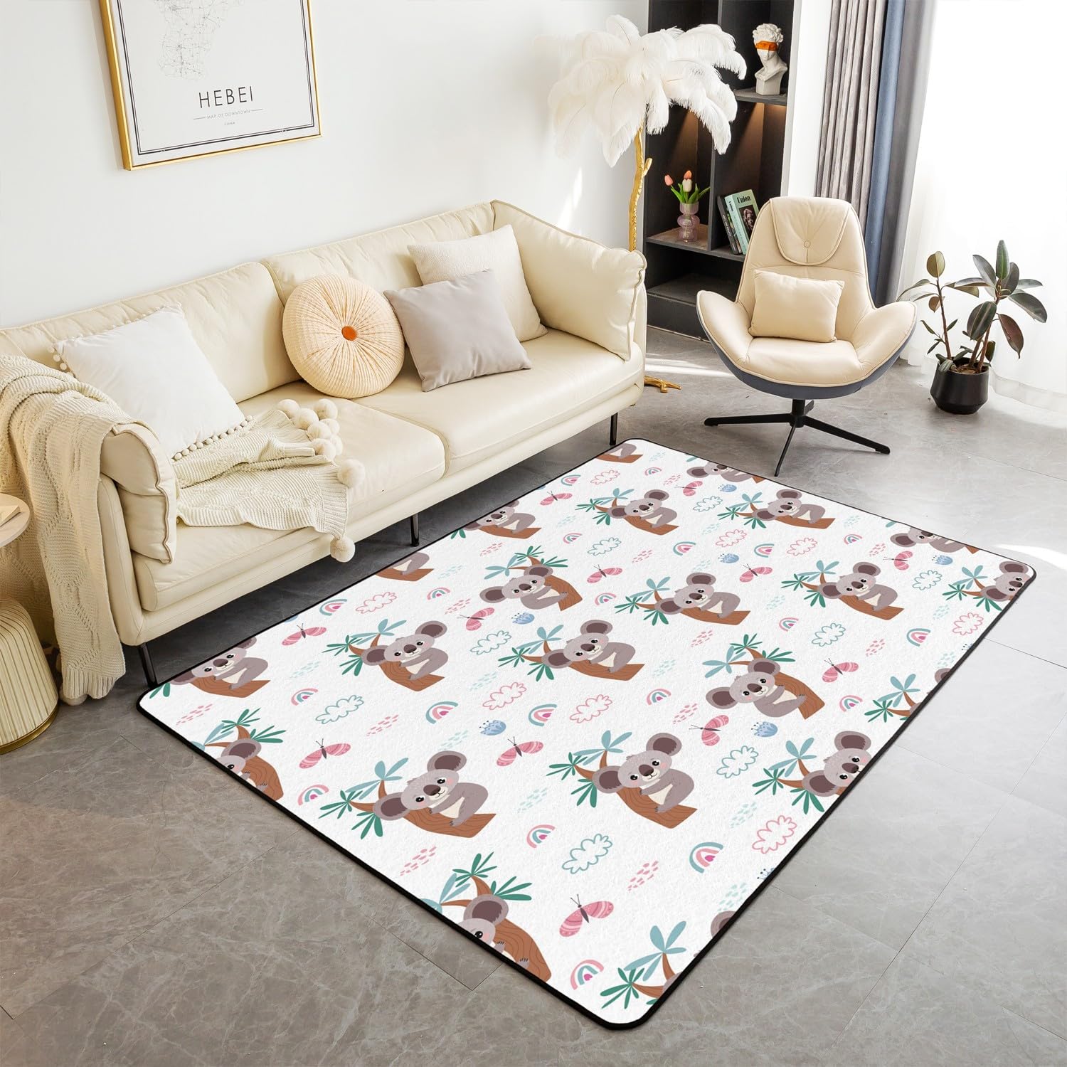 

Cartoon Koala Area Rug Kawaii Wild Animal Carpet Non Slip Floor Mat for Living Room Bathroom Entrance Doormat 40x60cm