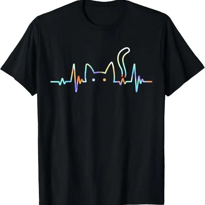 Heartbeat Cat Lover Animal Silhouette Cute Cat Tshirt