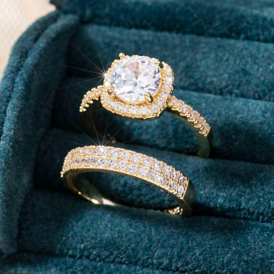 Europe, America isn't the fashionable new micro-inlaid zircon luxury atmosphere women's double ring