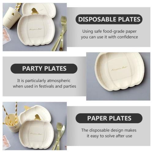 Amosfun Halloween Disposable Tableware Set, 20-Piece Set, Includes Paper Plates, Cups, and Drink Cups. Perfect for Parties and Birthdays. 7-inch Pumpk