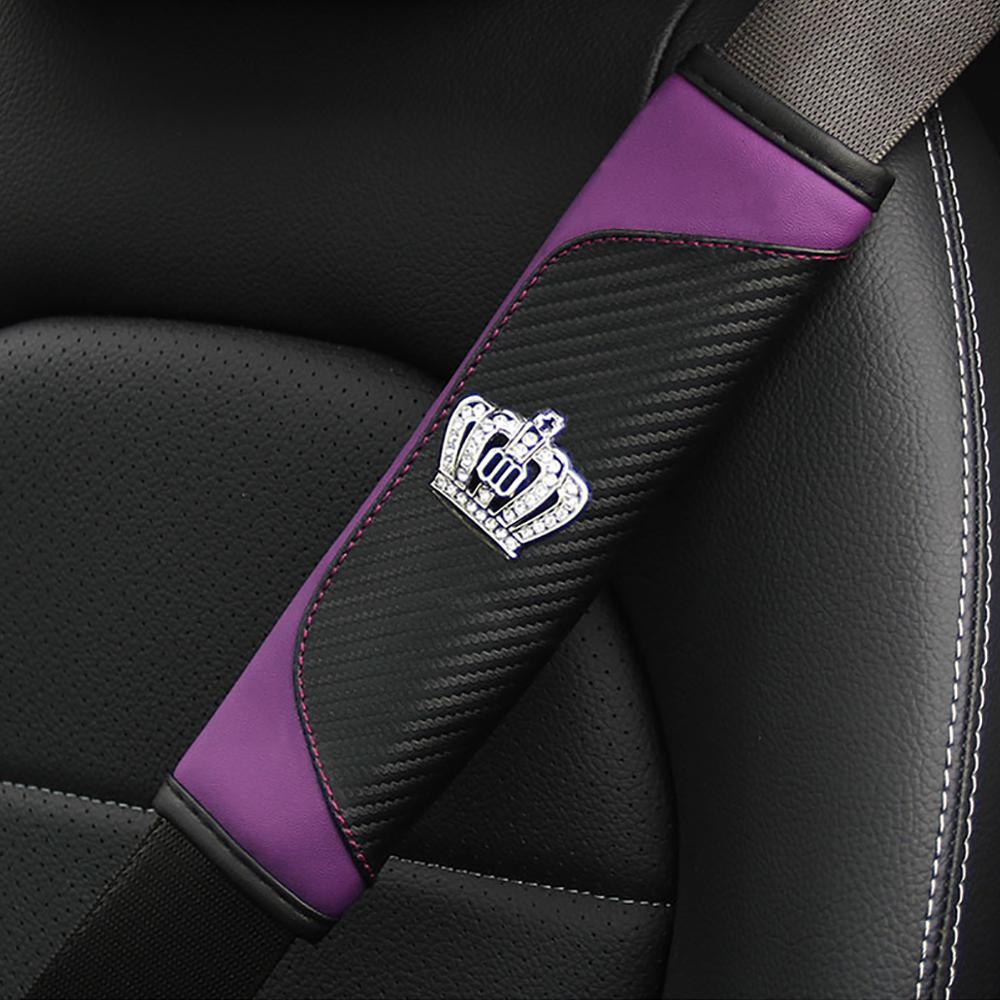 

Автомобильные аксессуары Ремень безопасности PU кожаный чехол на плечо ремня безопасности Удобный Flash Diamond инкрустированный Crown Protectивный вкладыш для ремня безопасности
