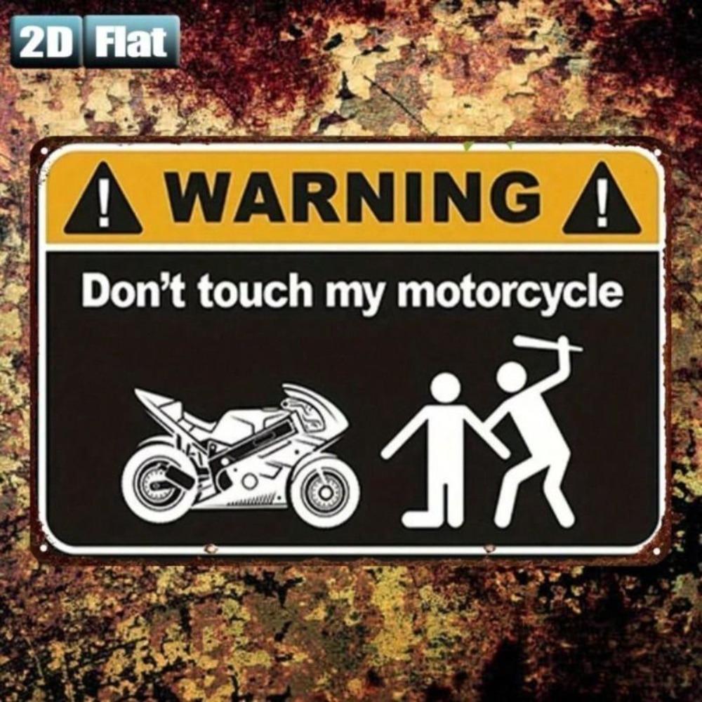 Vintage Metal Sign Do Not Touch My Motorcycle Garage Bar Decor 20x30cm