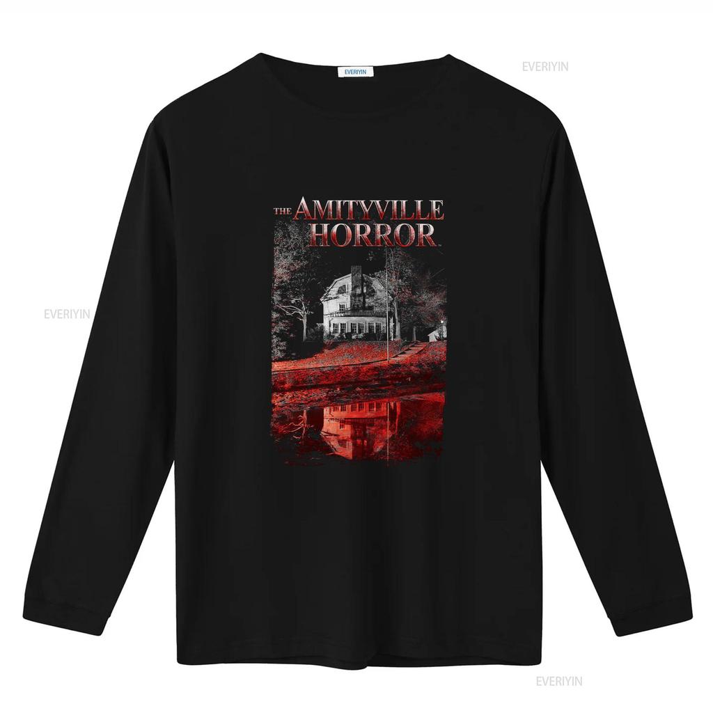 The Amityville Horror Cold Blood Licensed Movie Retro Black T Shirt with Spooky House Print vintage Washed homme