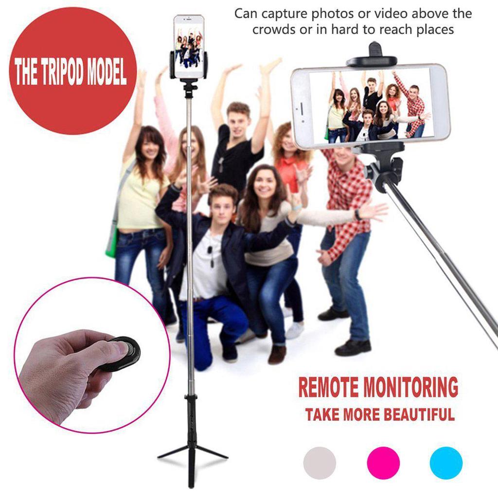 Stainless Steel Cell Phone Selfie Stick Monopod Tripod with Bluetooth