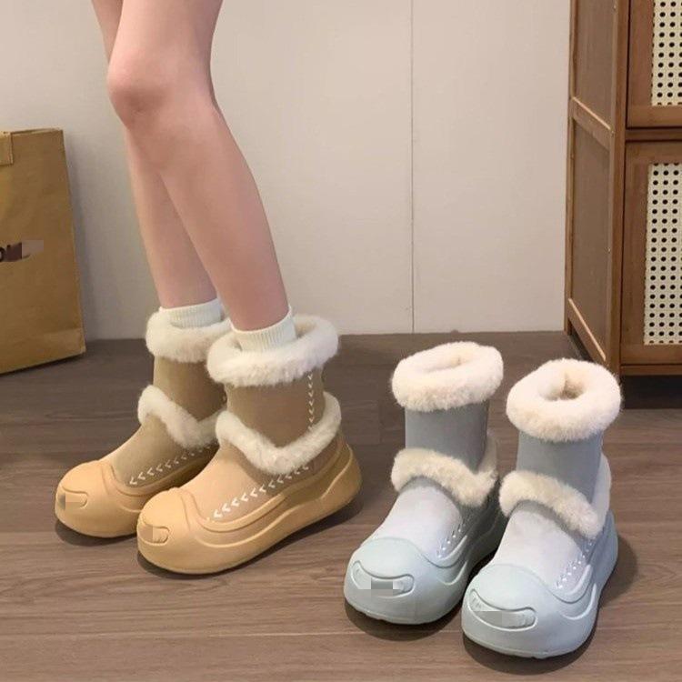 Thick-soled snow boots winter new velvet thickened warm waterproof non-slip cotton shoes cotton boots