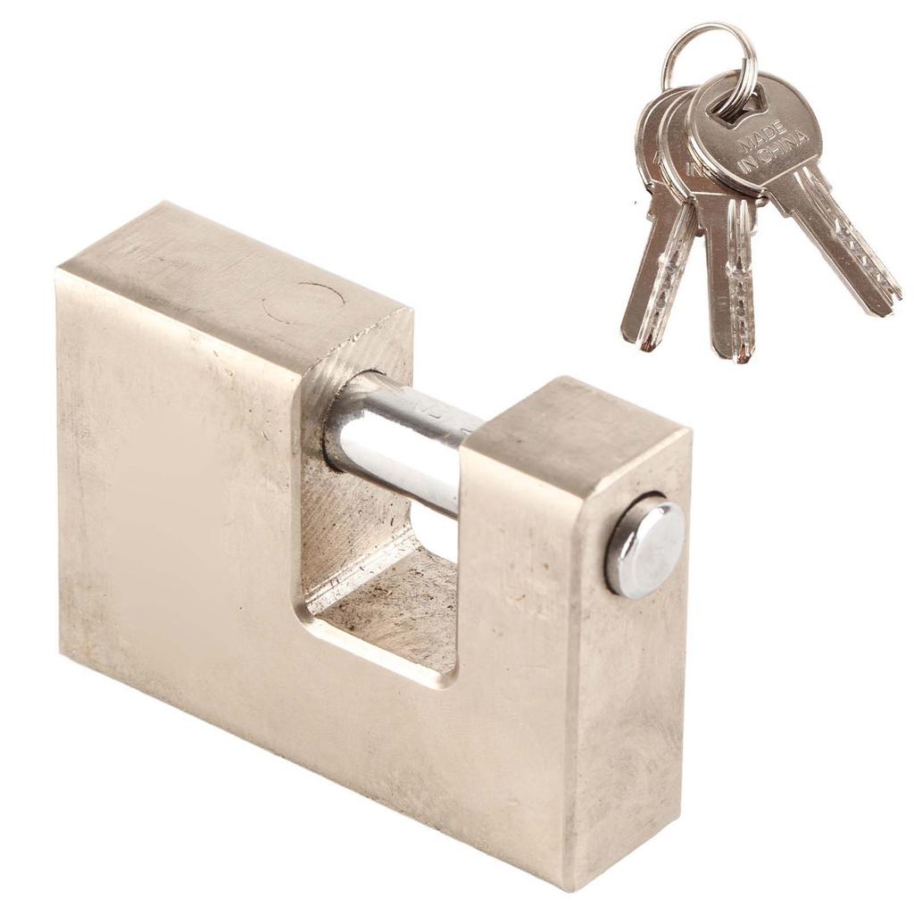 2 Pcs Horizontal Padlock Rectangular Anti Theft Waterproof Shear Proof Security Padlock with 6 Keys