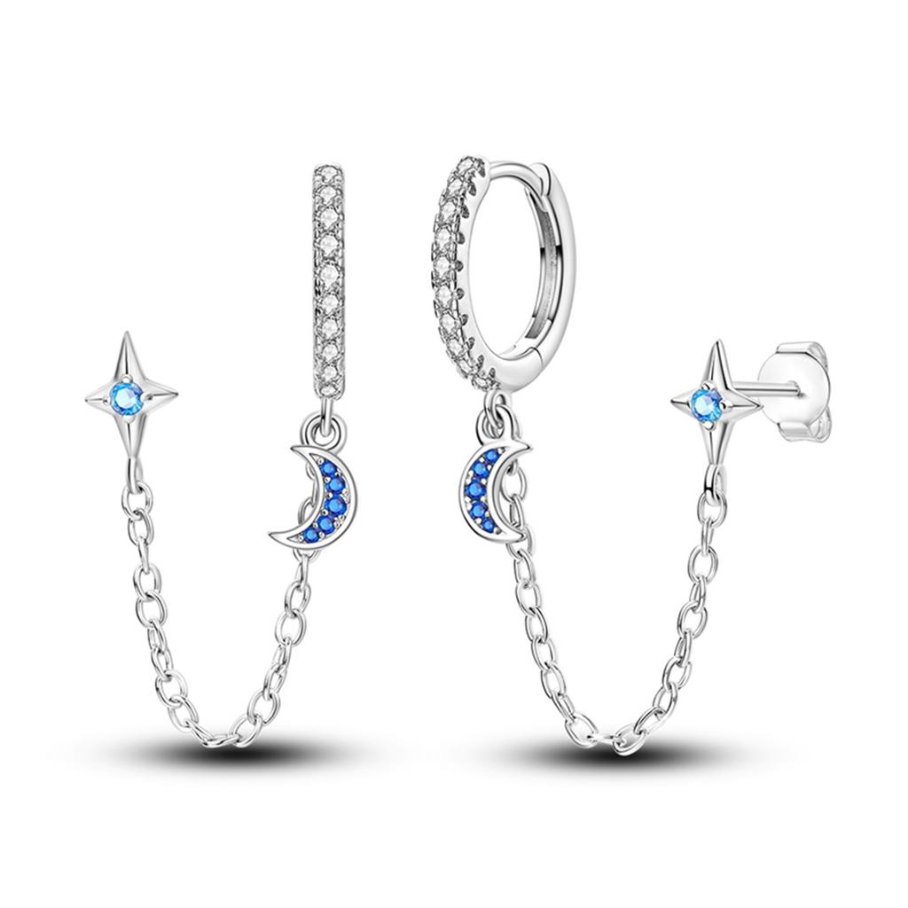925 Silver Mysterious Star Moon Earrings Jewelry Versatile Hoop Earrings For Women Jewelry Birthday Party Fine Gifts