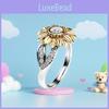 Exquisite Gold Plated Sunflower Ring With Colored Zircon For Women Elegant Jewelry
